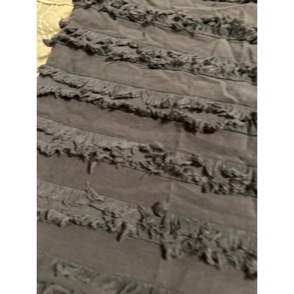 2 Decorative Grey Cotton & Linen Throw Pillow Covers  Fringe 26"x26" boho chic - Picture 6 of 8